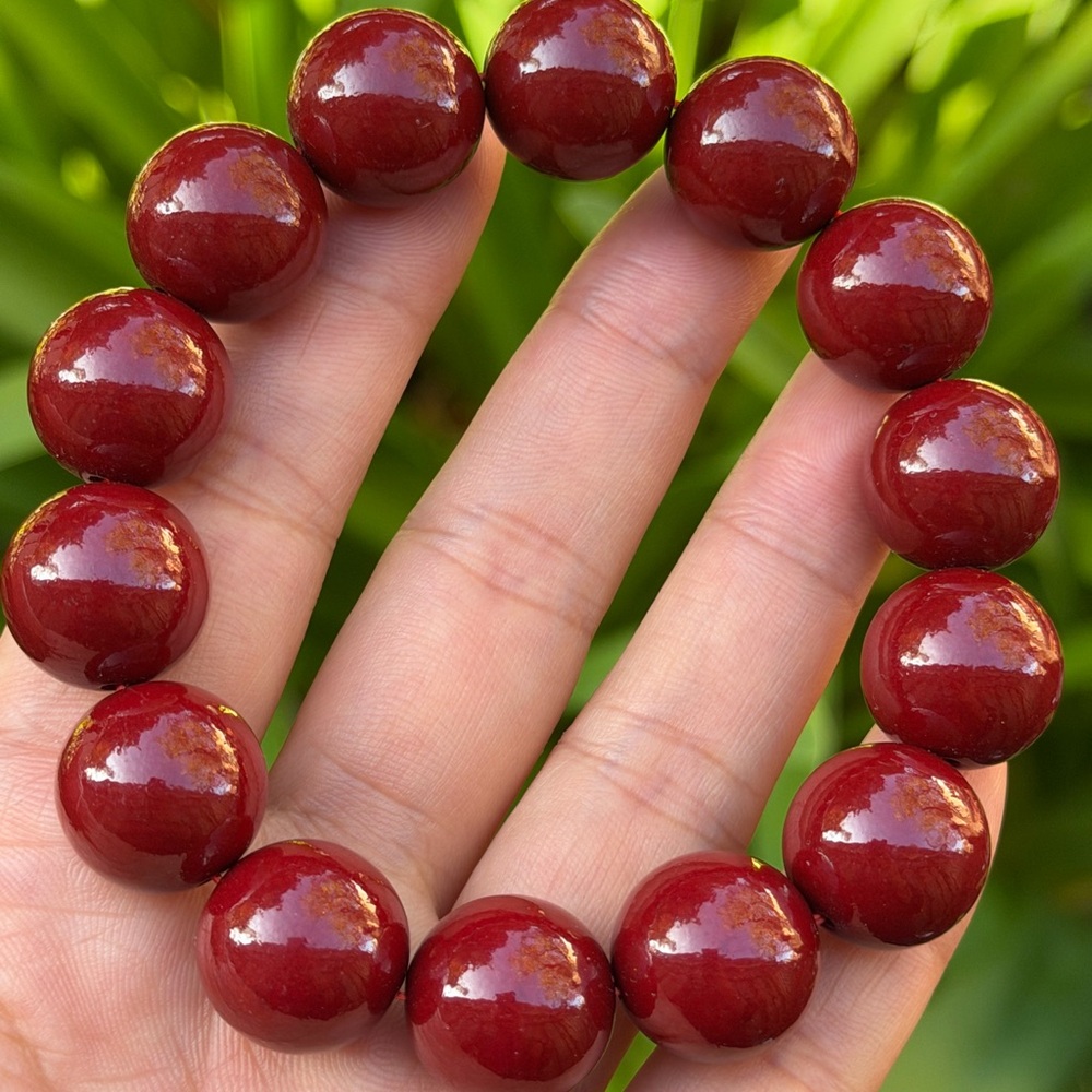 16mm stretchable cinnabar bracelet 0872